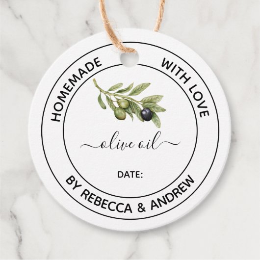 Olivenölkraftfarbe mit Vintager Illustration Geschenkanhänger (Vorderseite)