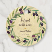 Olivenölkranz infiziert mit Liebe Rustikale Hochze Geschenkanhänger (Vorderseite)