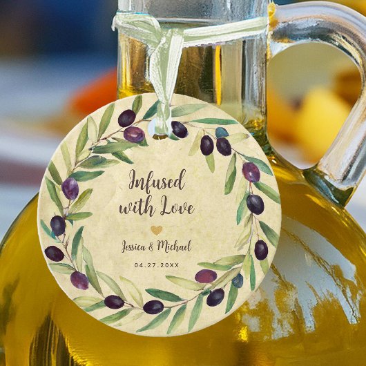 Olivenölkranz infiziert mit Liebe Rustikale Hochze Geschenkanhänger