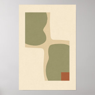 Olivenraster mit Terrakotta-Ecken Abstract Poster