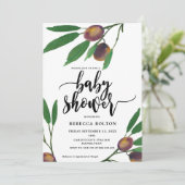 Oliventlaupe, moderne Babydusche Einladung (Stehend Vorderseite)