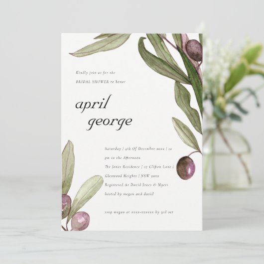 OLIVENWASSERFARBE-BRAUTPARTY DANKESKARTE (Stehend Vorderseite)