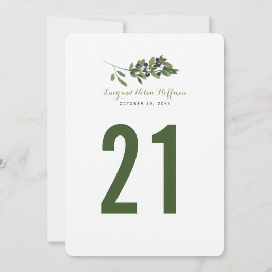 Olivenweg | Hochzeitsfeier Tischnummer (Rückseite)