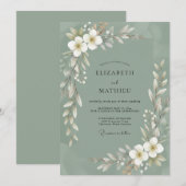 Olivenweiße Hochzeit Einladung (Vorne/Hinten)