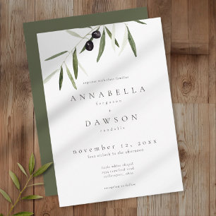 Olivenzweig Aquarell Elegante Minimalistische Hoch Einladung