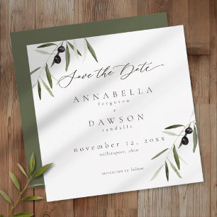 Olivenzweig-Aquarell-Elegante Minimalistische Hoch Save The Date
