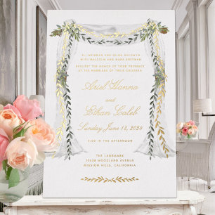 Olivenzweig Chuppah Hochzeit Gold Folieneinladung