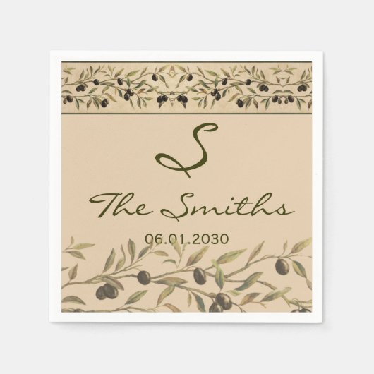 Olivenzweig: Eine Hochzeit toskanischer Touch Serviette (Vorderseite)