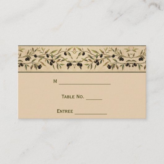 Olivenzweig: Eine toskanische Platzkarte der Touch (Vorderseite)