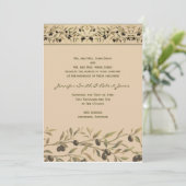 Olivenzweig: Eine toskanische Touch lädt zu Hochze Einladung (Stehend Vorderseite)