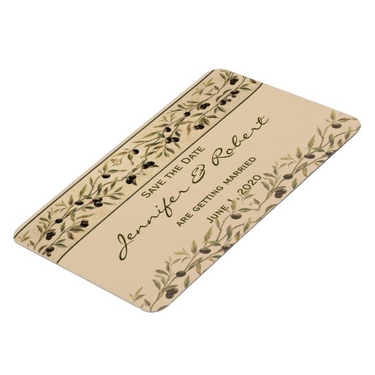 Olivenzweig: Eine toskanische Touch Save the Date Magnet (Linke Seite)