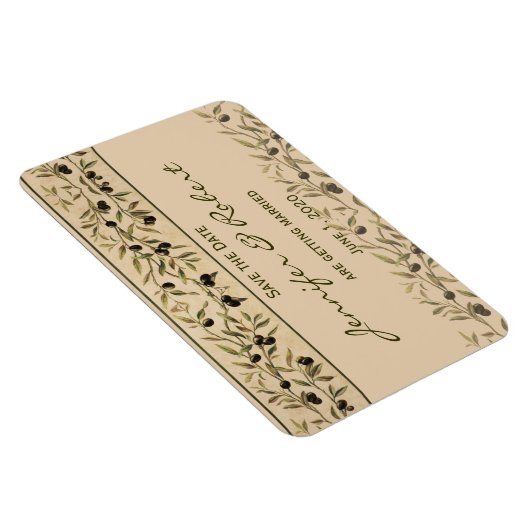 Olivenzweig: Eine toskanische Touch Save the Date Magnet (Rechte Seite)