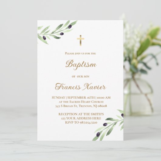 Olivenzweig Einladung (Stehend Vorderseite)