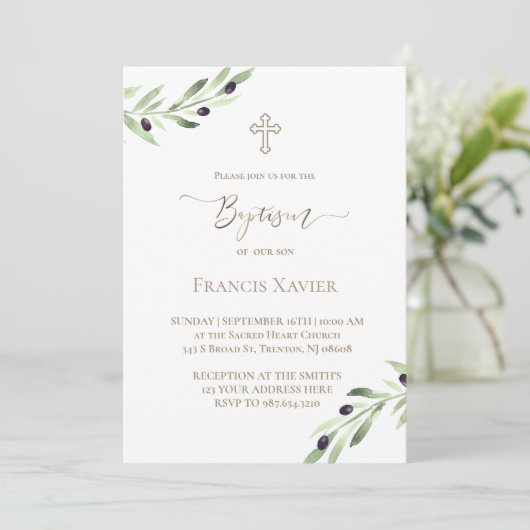 Olivenzweig Einladung (Stehend Vorderseite)