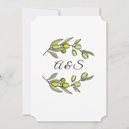 Olivenzweig. Einladung zur Hochzeit. (Rückseite)