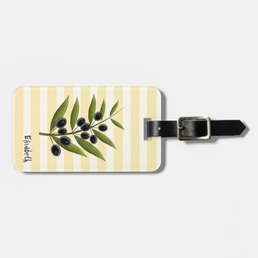 Olivenzweig , Gelbe Streifen Gepäckanhänger (Vorderseite horizontal)