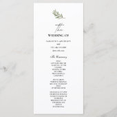 Olivenzweig Hochzeitsprogramm | Minimalistisch Menükarte (Vorderseite)