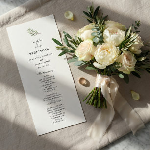 Olivenzweig Hochzeitsprogramm Minimalistisch Menükarte