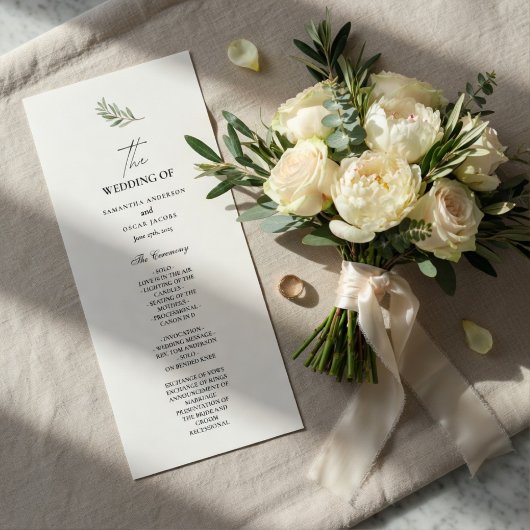 Olivenzweig Hochzeitsprogramm | Minimalistisch Menükarte