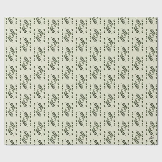 Olivenzweig in Olive Geschenkpapier (Flach)