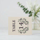 Olivenzweig-Kranz-Hochzeitstisch-Nummer Postkarte (Stehend Vorderseite)