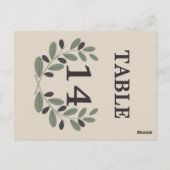 Olivenzweig-Kranz-Hochzeitstisch-Nummer Postkarte (Rückseite)