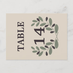 Olivenzweig-Kranz-Hochzeitstisch-Nummer Postkarte