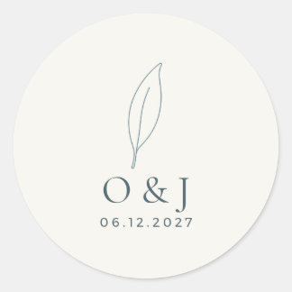 Olivenzweig Minimalistische Hochzeitsumschlagsiege Runder Aufkleber