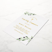 Olivenzweig mit Aquarellfarbe Erste Heilige Kommun Folieneinladung (Gedreht)