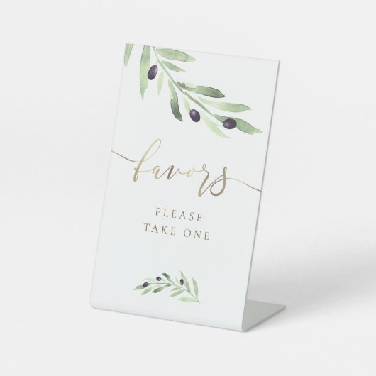 Olivenzweig mit Aquarellfarben begünstigt Schild (Vorderseite)