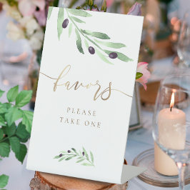 Olivenzweig mit Aquarellfarben begünstigt Schild