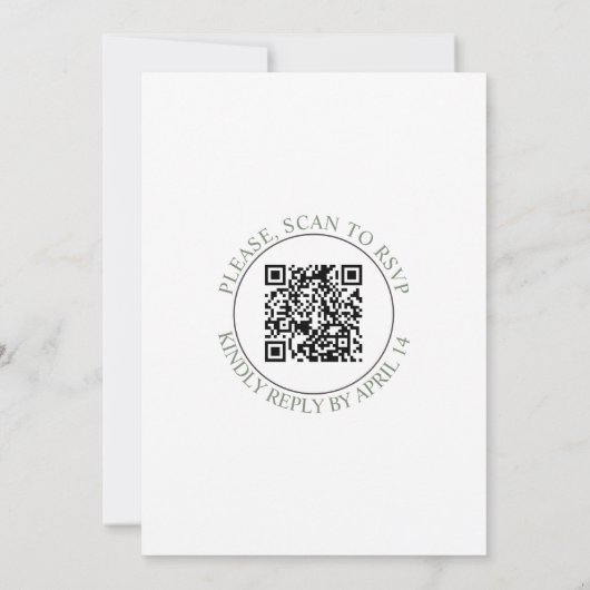 Olivenzweig Mittelmeercharme QR Code Hochzeit Einladung (Rückseite)