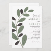 Olivenzweig Mittelmeercharme QR Code Hochzeit Einladung (Vorne/Hinten)