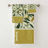 Olivenzweig-Monogramm-Initial Badhandtuch Set (Insitu)