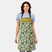 Olivenzweig-Monogramm-Name-All-Over-Print-Schürze Schürze (Getragen)