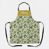 Olivenzweig-Monogramm-Name-All-Over-Print-Schürze Schürze (Vorderseite)