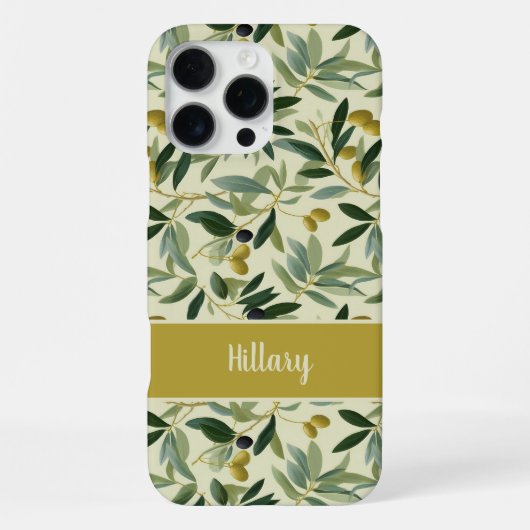 Olivenzweig-Monogramm-Name  iPhone Hülle (Rückseite)