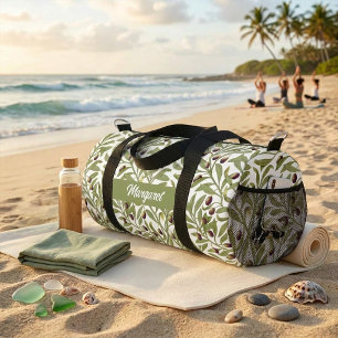 Olivenzweig Name Monogramm Salbeigrün Duffle Bag