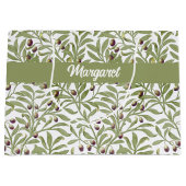 Olivenzweig Name Monogramm Salbeigrün Große Geschenktüte (Vorderseite)
