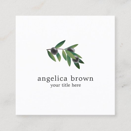 Olivenzweig Quadratische Visitenkarte (Vorderseite)