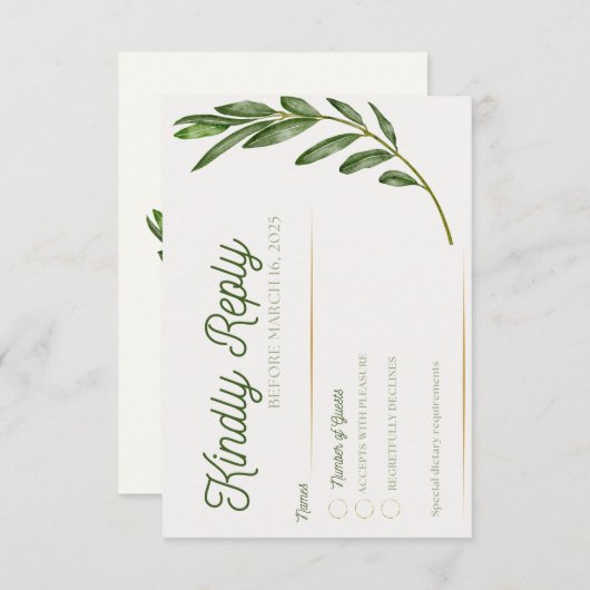 Olivenzweig - RSVP-Karte RSVP Karte (Vorne/Hinten)