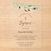 Olivenzweig Taufen Acryleinladungen (Vorderseite)