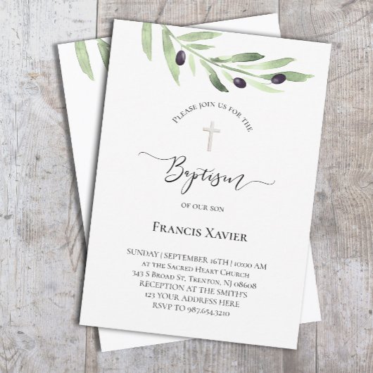 Olivenzweig Taufen Einladung