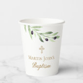Olivenzweig Taufen Pappbecher (Rückseite)