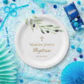 Olivenzweig Taufen Pappteller (Party)