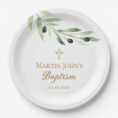 Olivenzweig Taufen Pappteller (Vorderseite)