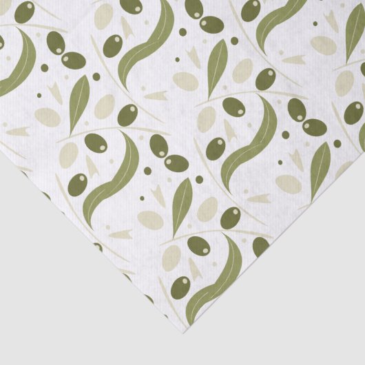 Olivenzweig und Blätter Nahtloses Muster Seidenpapier (Detail)