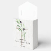 Olivenzweig Weißholz Kreuz Erste Kommune Geschenkschachtel (Geöffnet)