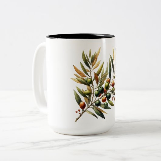 Olivenzweig Zweifarbige Tasse (Vorderseite Links)