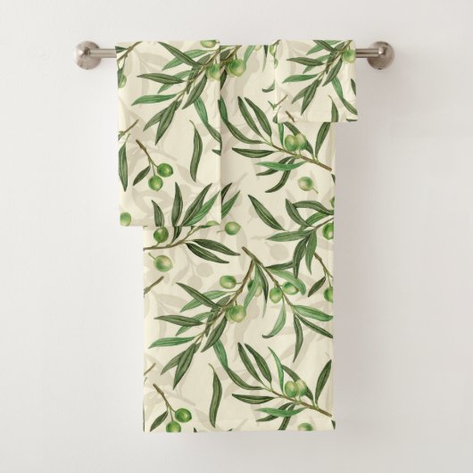 Olivenzweige Aquarell Badhandtuch Set (Insitu)